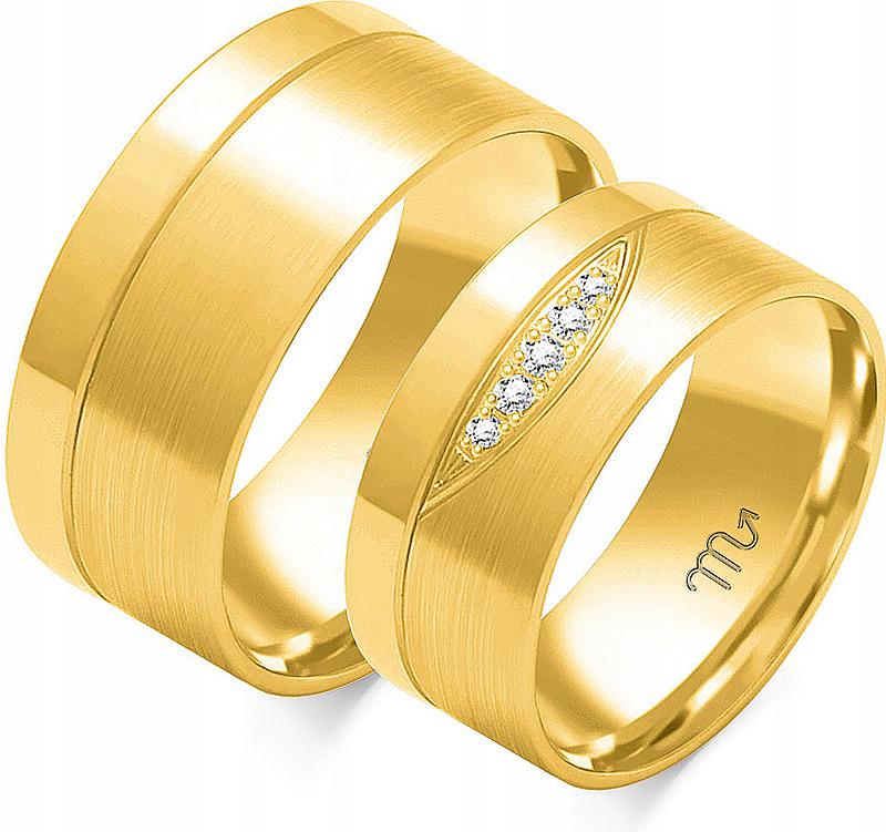Zlatý snubní prsten na svatba pro pár 14K 585, rok 11 12 13, svatební prsten pro nevěstu