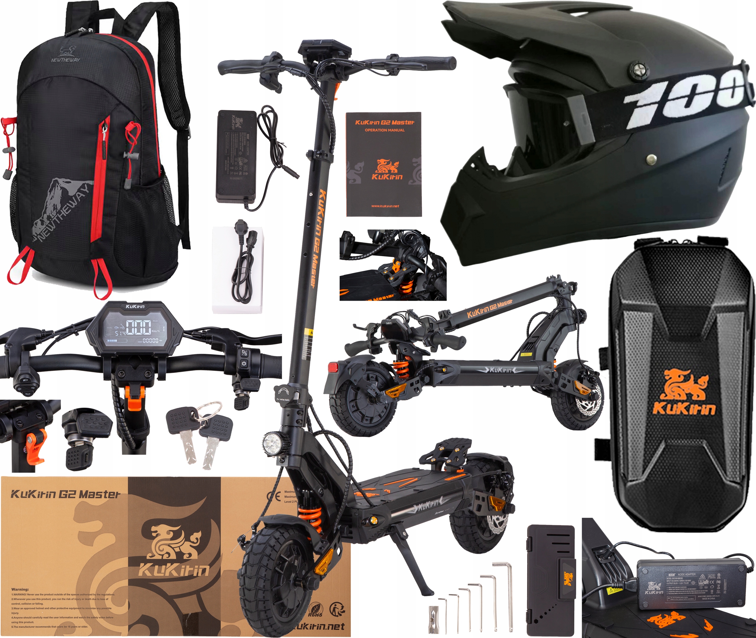 KuKirin G2 Master 2000W 52V 20,8AH 60KM/H 70KM 10" Terénní Dárek Pl