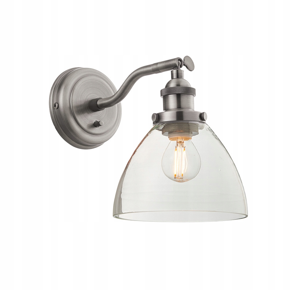 Endon Nástenná lampa Hansen retro, strieborná, brúsená, E14 40W