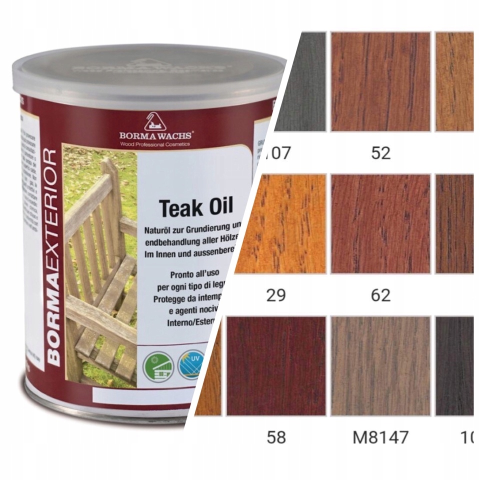 OLEJ TEKOWY DO DREWNA BARWIONY KOLORY 1 LITR