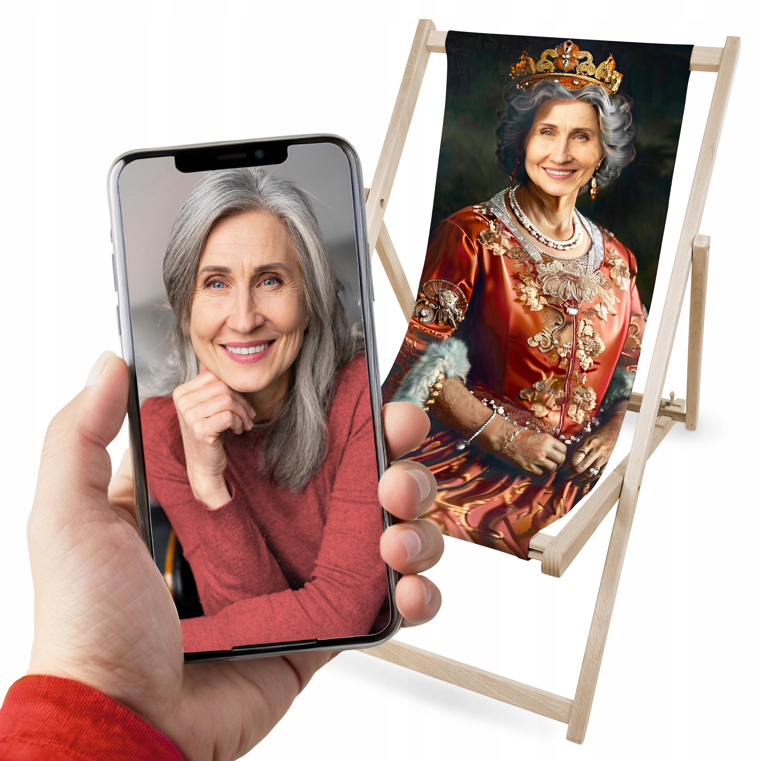 Dárek ke Dni babiček Zahradní Lehátko s Vtipným Potiskem Babička Královna