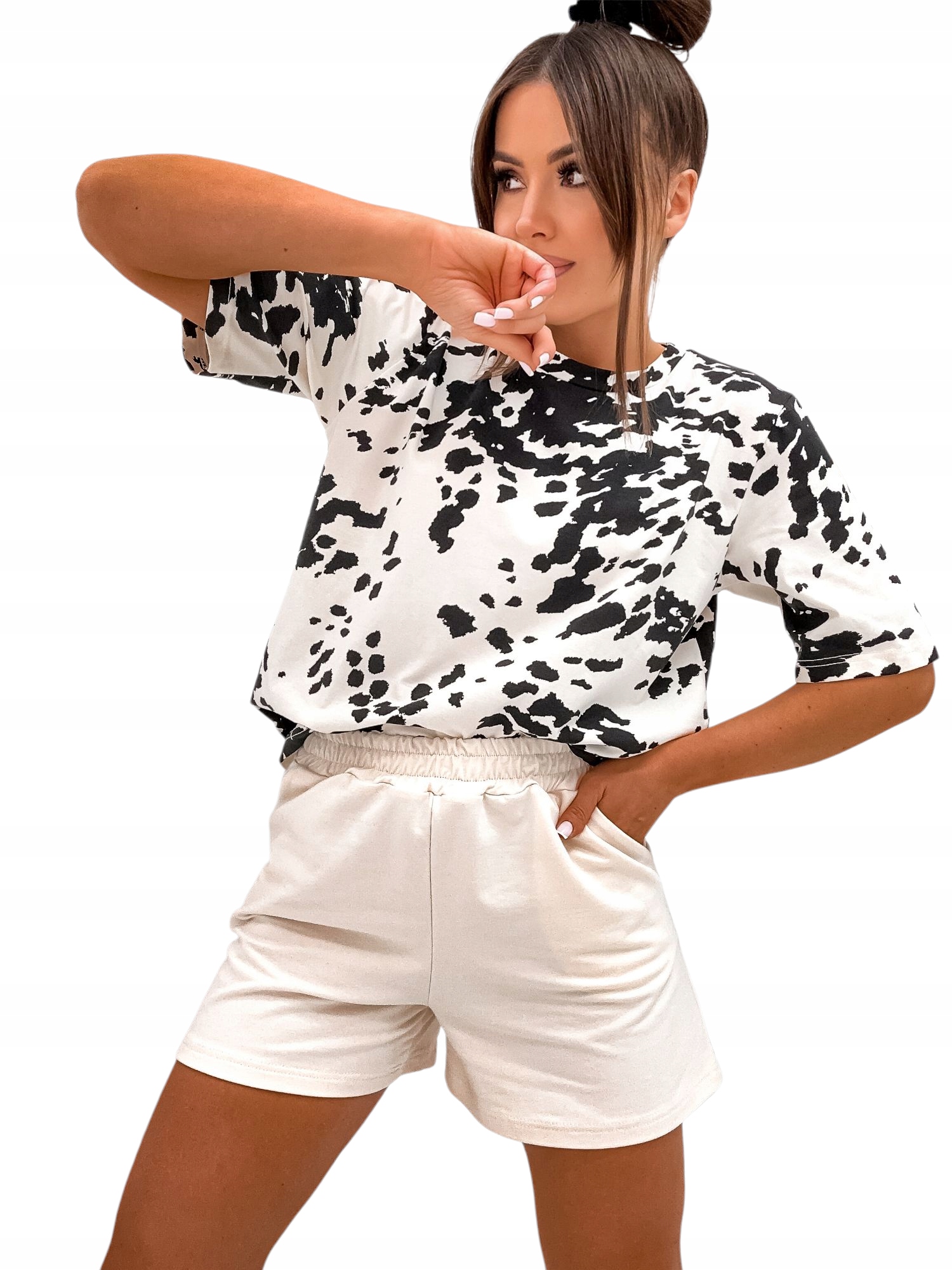 Módní Bavlněný Komplet Kraťasy Tričko S Krátkým Rukávem vel. L/XL potisk Kráva