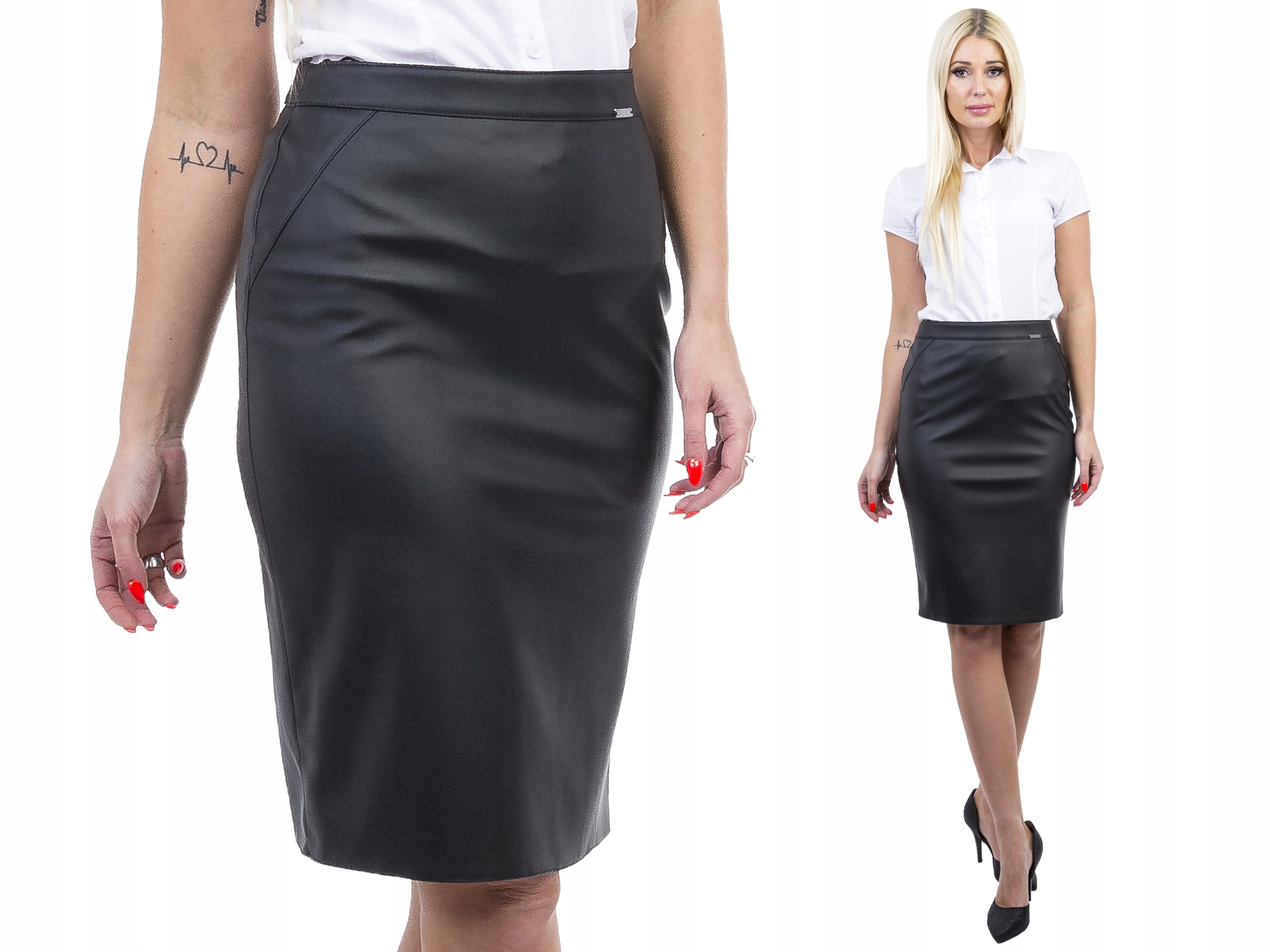 

D373 Spódnica Eko Skóra Ołówek Czarna (36-48) r 36