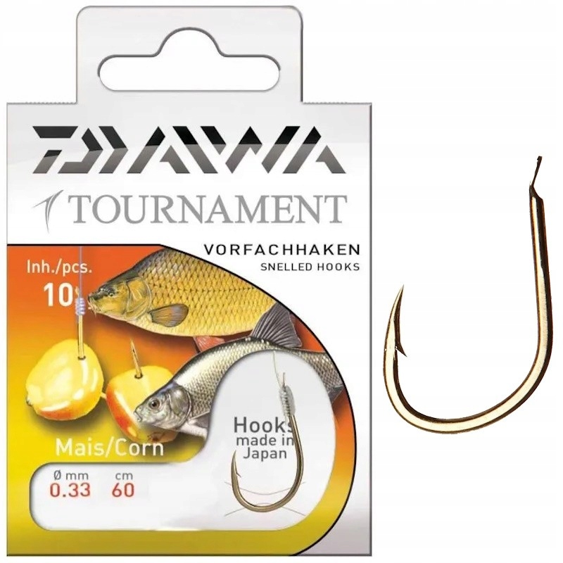 Haczyki Z Przyponem Daiwa Tournament Corn Kukurydza Nr 1 0.33mm 60cm 10szt.