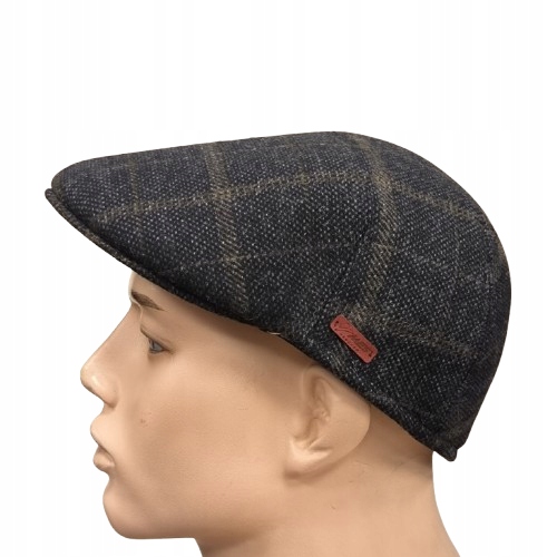 Pánská vlněná jarní podzimní zimní čepice Mes Gatsby Khaki krata 57