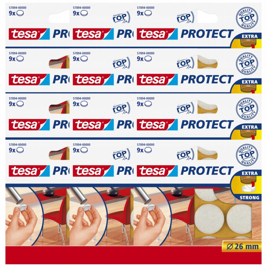 Filcové podložky kulaté pod židle, stůl, pračku, nábytek tesa 26 mm 9 ks x 12 ks