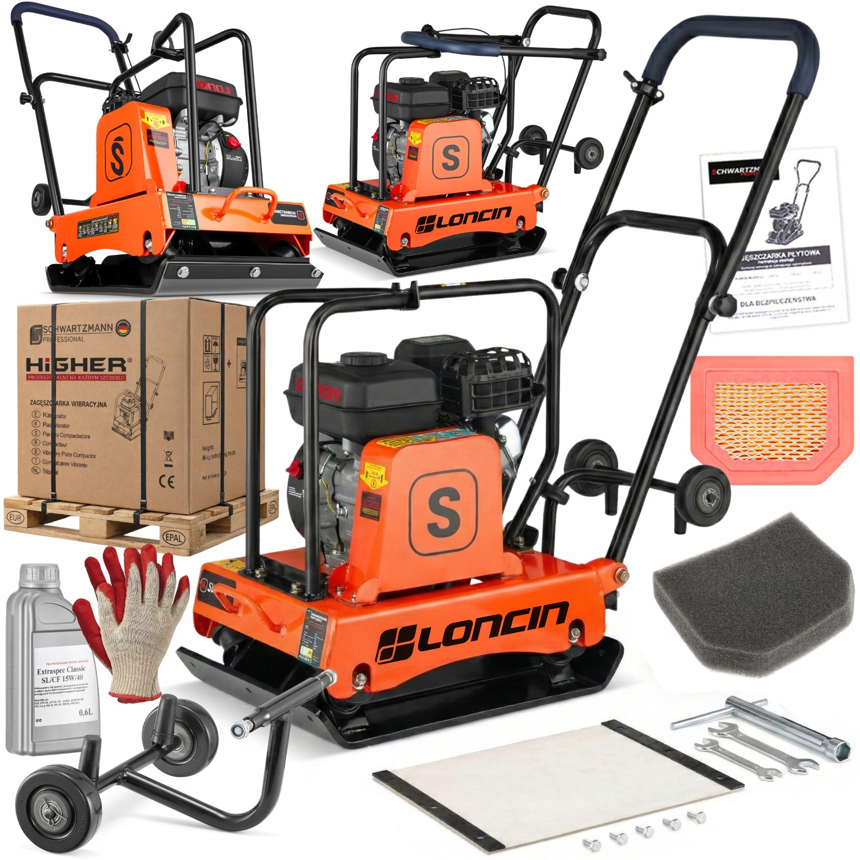 Zagęszczarka gruntu Ubijak 90 kg Loncin 6,5 Km siła 20kN zestaw Gratisów!