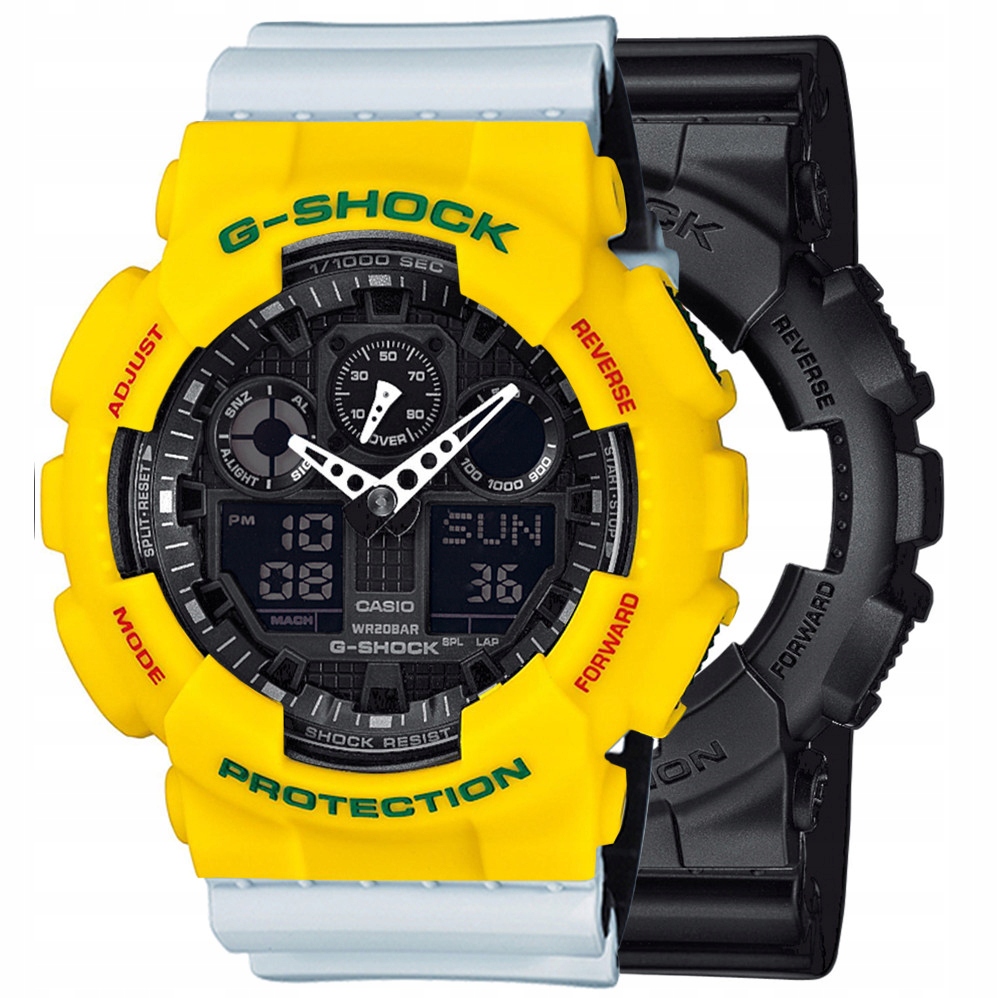 Sada G-shock GA-100-1A1ER Žlutá Bílá, Černá