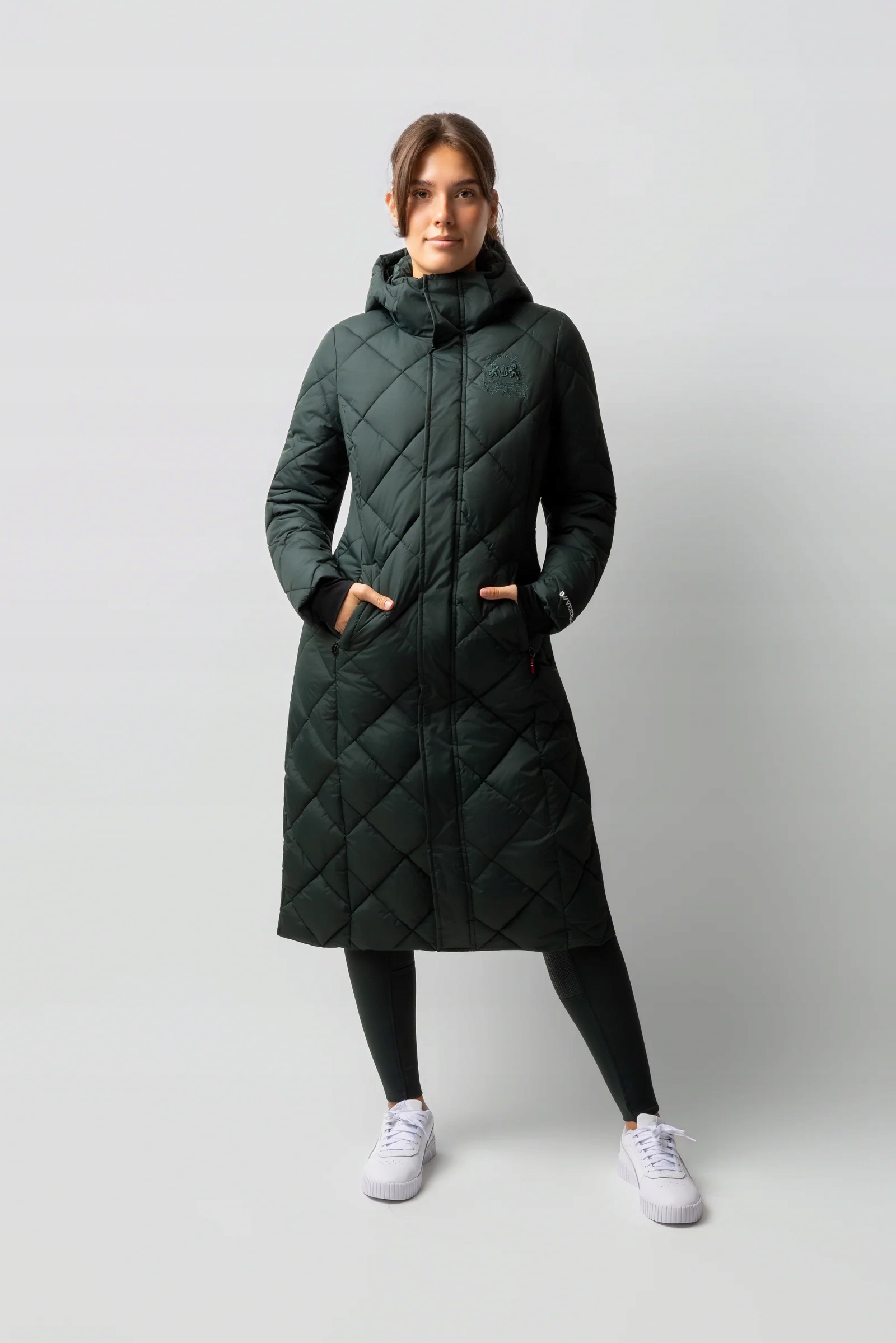 B//Vertigo Gem Lekki ocieplany płaszcz damski Scarab green 34