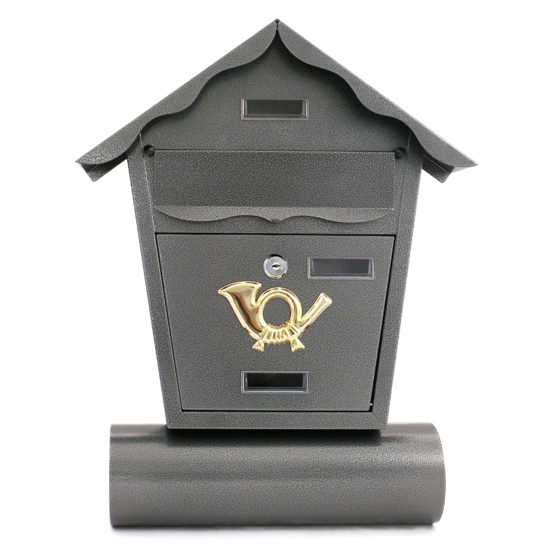 Poštovní Schránka Domeček XL Šedá S Tubou