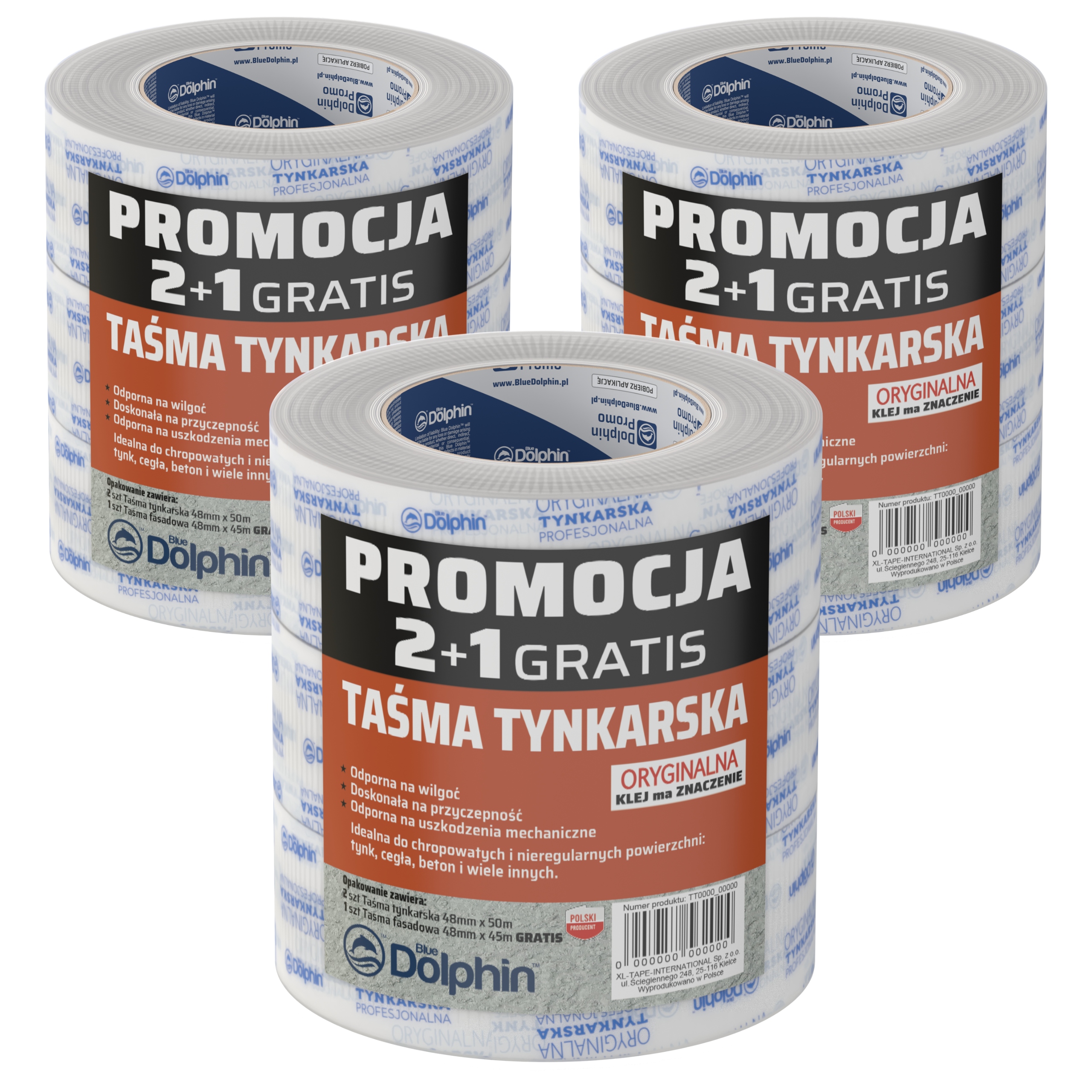 Omítková páska Blue Dolphin pro fasádu 30 dní 48 mm x 50 m 2+1 bílá silná