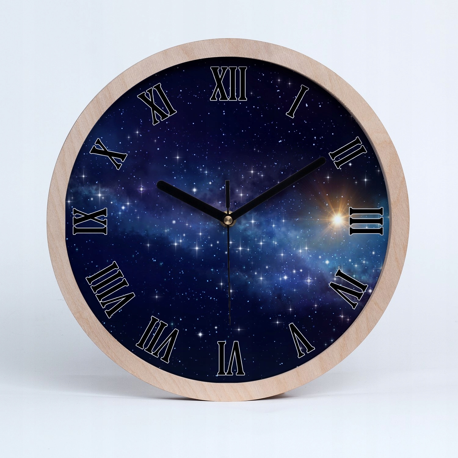 Dřevěný závěsný hodinový stroj do obývacího pokoje galaxie, průměr 30 cm