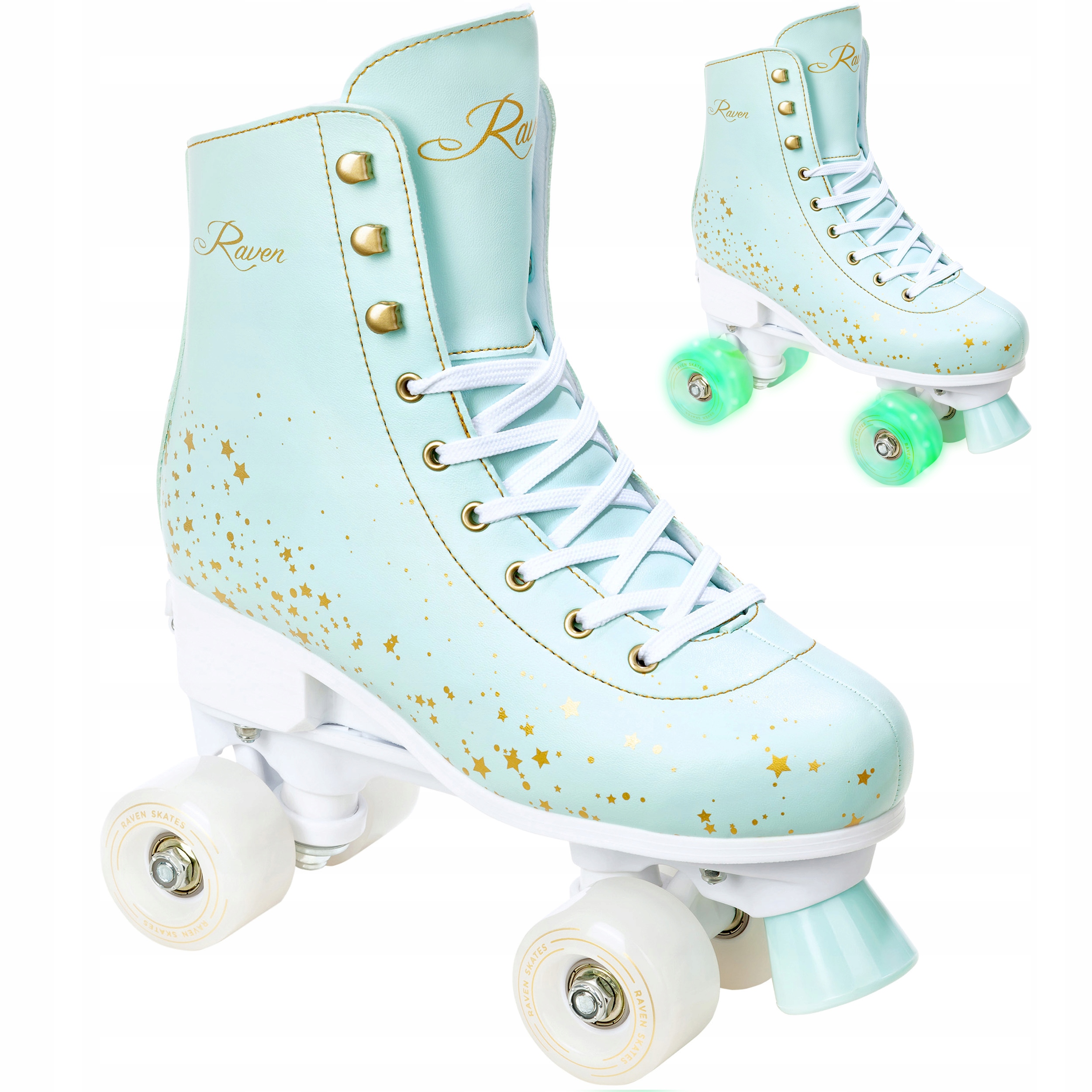 Kolečkové Brusle Retro nastavitelné Raven Noa Mint Led 31-34 Abec7