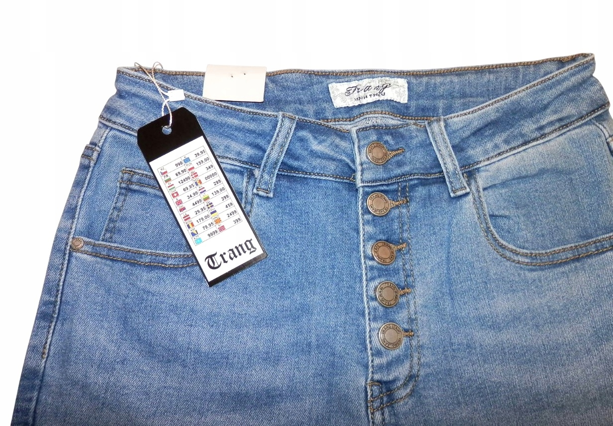 SPODNIE DAMSKIE TRANG JEANS GUZIKI r. 38 Kolor niebieski