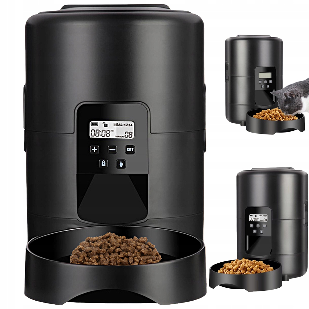 Levně Automatický Dávkovač Misky Na Krmivo Pro Psa Kočku 2 L Podavač Smart Černý