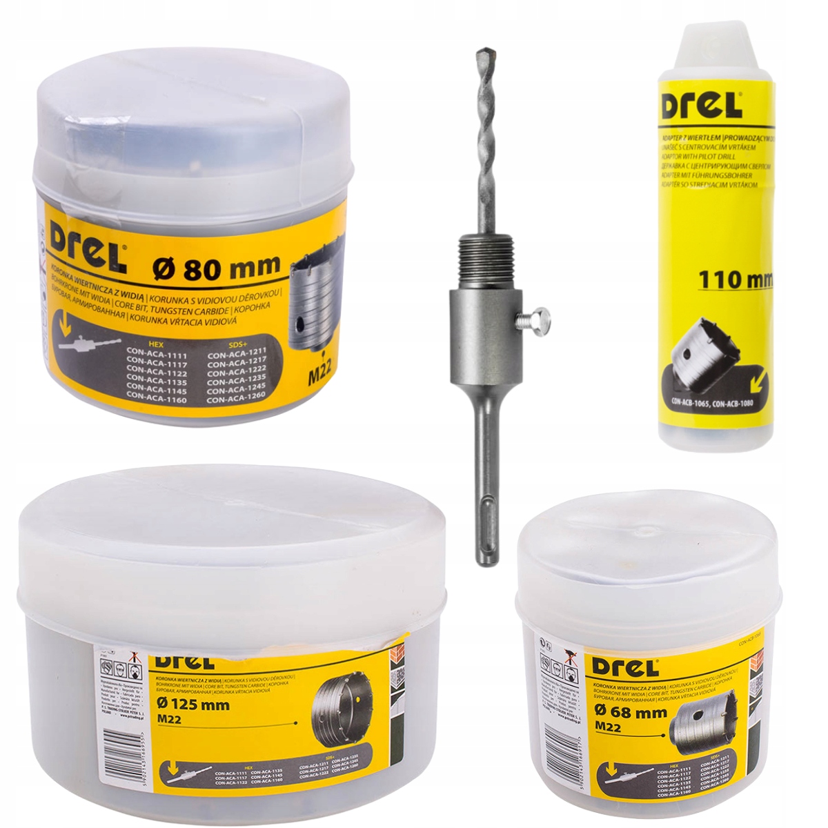 Otvory pro betonu Sds Plus 125 80 68 adaptér Sada otvorů Korunkový Vrták