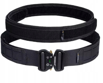 Pas taktyczny sztywny podwójny Molle Czarny