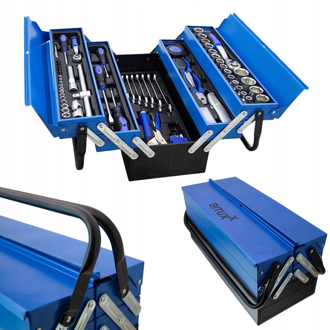 Skriňa na náradie otvárateľná modrou farbou 85 prvkov Bituxx