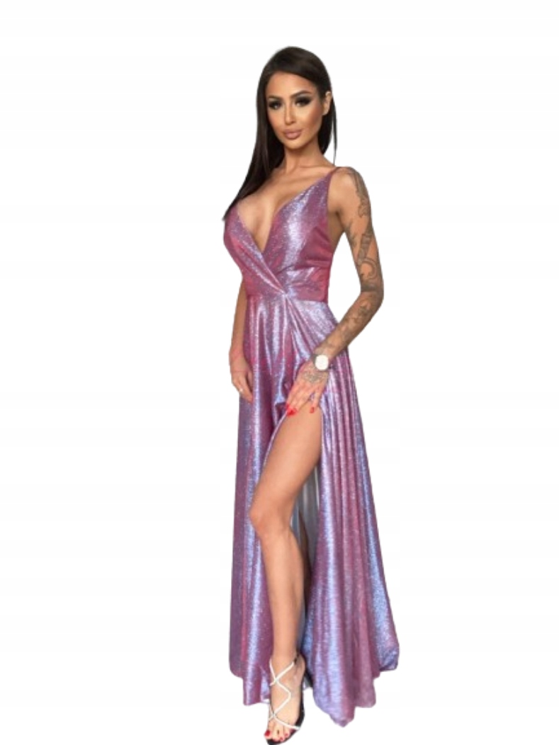 Ilona Růžovo-modrá Dlouhá Šaty svatební hostina S