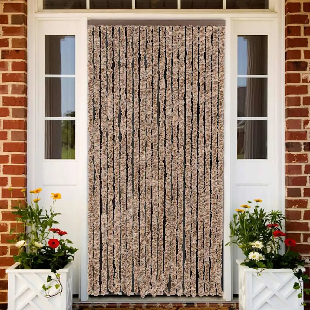 vidaXL Závěs proti hmyzu béžový a tmavě hnědý 90 x 220 cm žinylka
