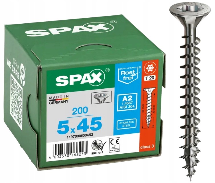 Vrut Do Dřeva A2 200 Ks Tx 5.0*45 MM Spax