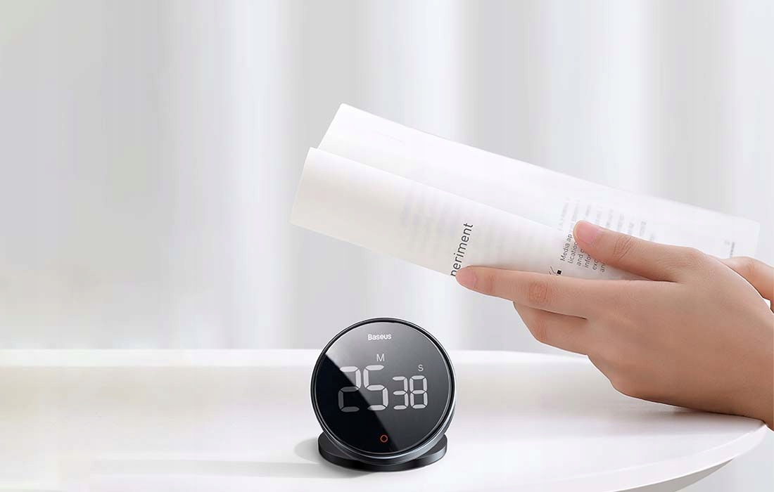 BASEUS MAGNETYCZNY CYFROWY STOPER MINUTNIK LED HD Kolor czarny