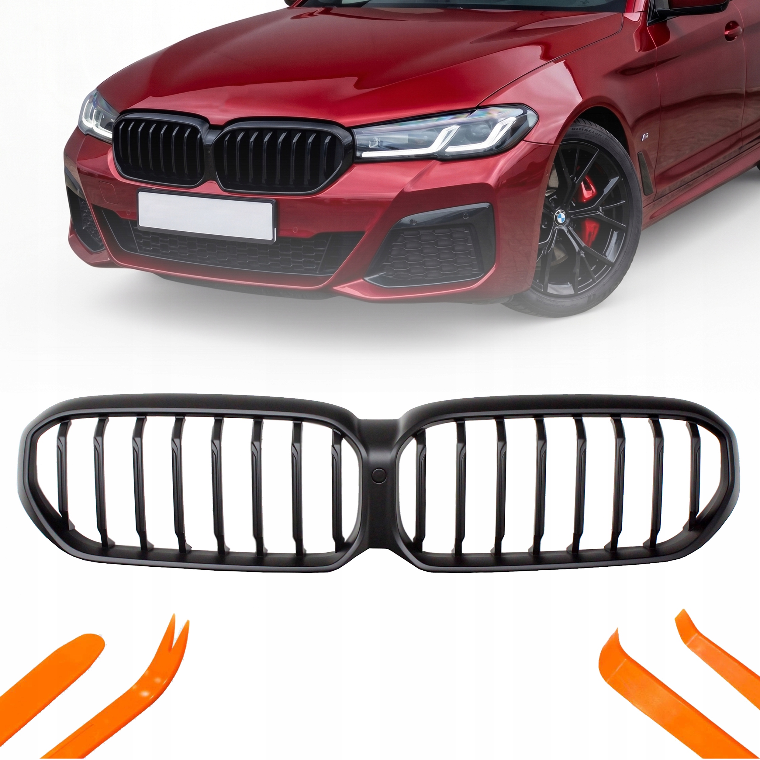 Přední Atrapa Pro Bmw 5 G38 2021-2023 Černá Matná 1 Žebro