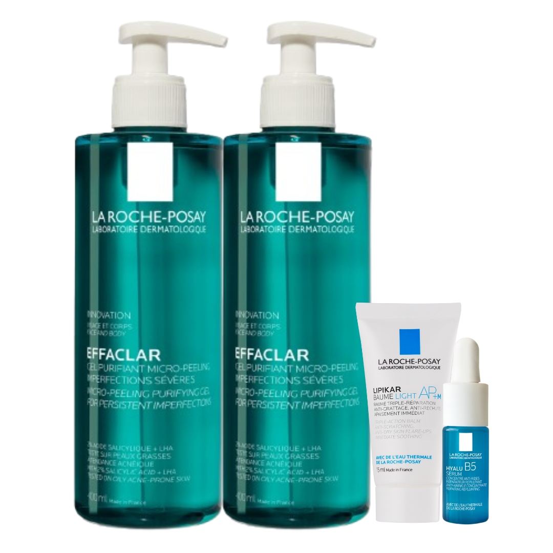 La Roche-Posay Effaclar Mikrozłuszczający żel do mycia twarzy 400ml 2-pak