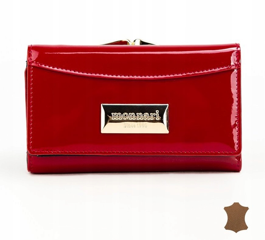 Monnari Efektowny skórzany portfel damski Zgrabny Praktyczny Skóra
