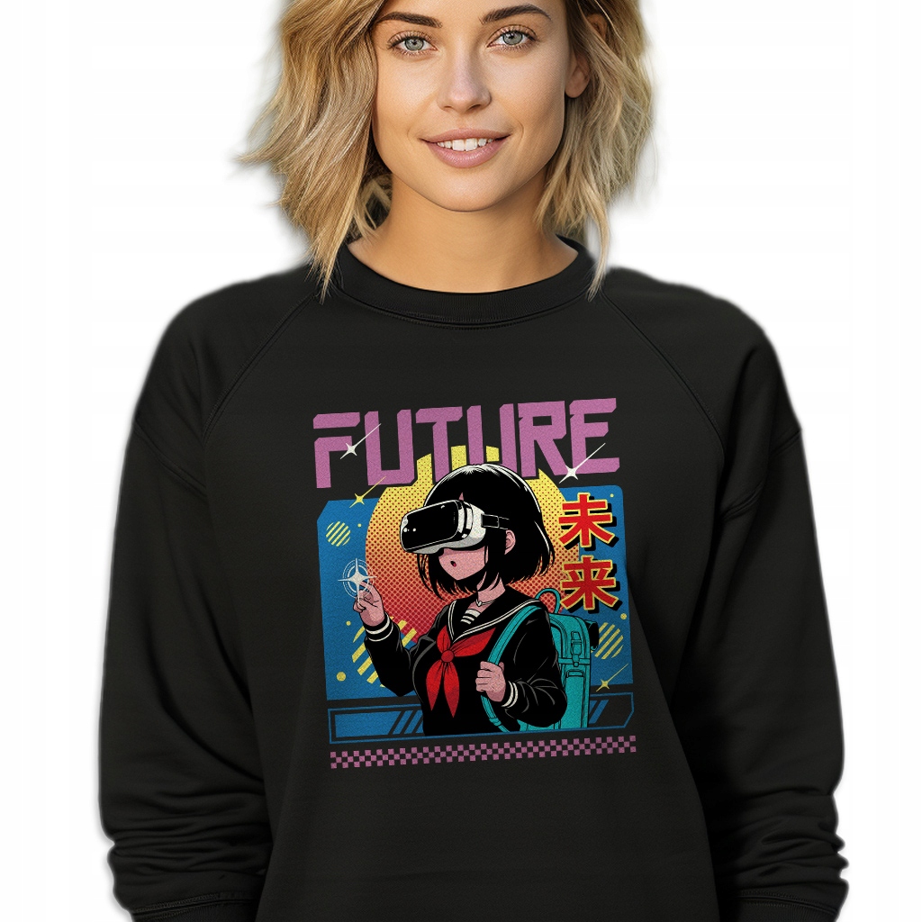Mikina Dámská Tepláková Černá Velikost M Future Anime School Girl MIX Wz