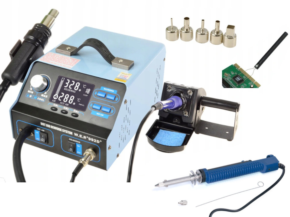 Stacja lutownicza Hotair Wep 992D+ 3 profile pracy +Odsysacz elektryczny