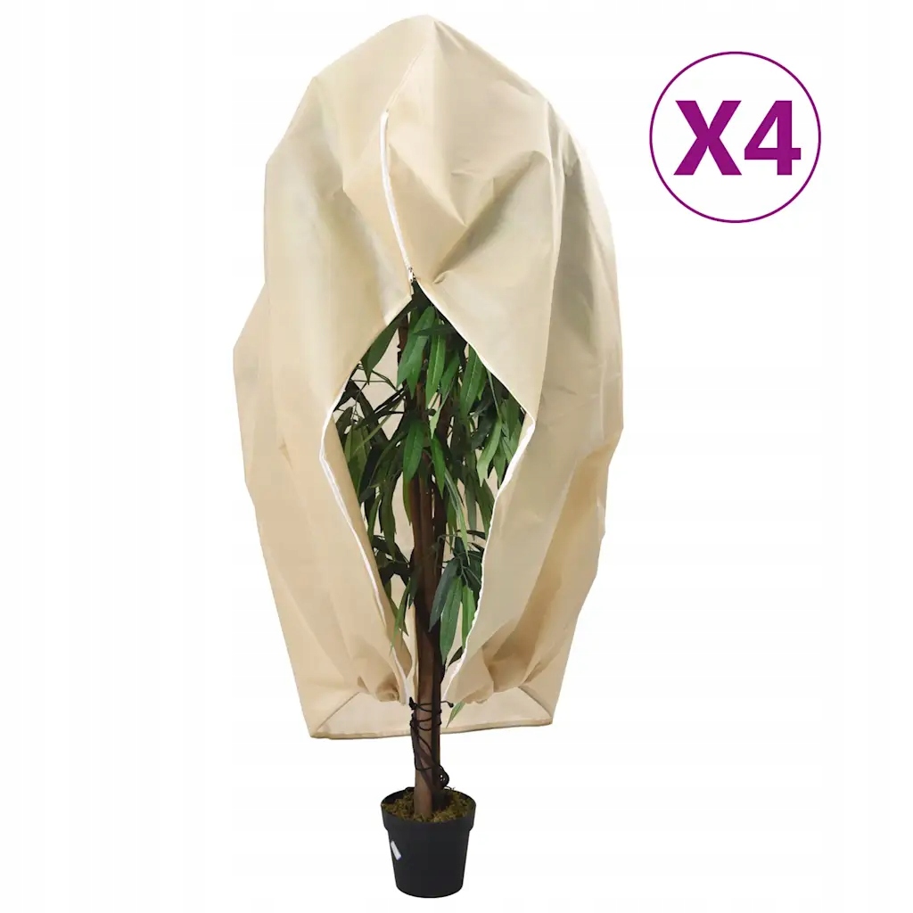 Ochranné návleky na rostliny na zip 4 ks 70 g/m² 1,2 x 1,8 m Béžová 3203530