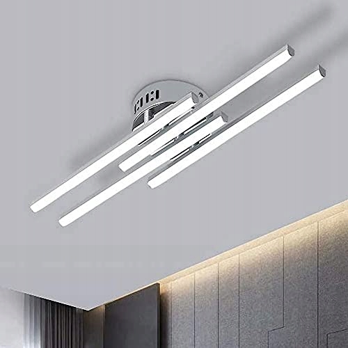 Lampa Sufitowa Plafon Led Srebrne 6500K Nowoczesna 4-PUNKTOWA Do Salonu 24W
