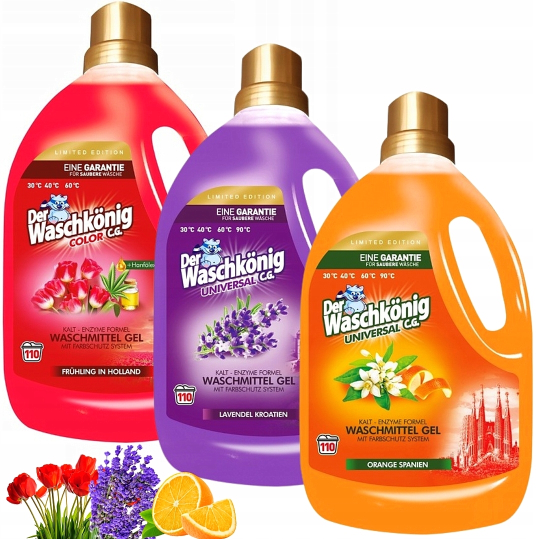 Waschkonig Zestaw Perfumowanych Żeli Do Prania Color Universal 3x 3,305l De