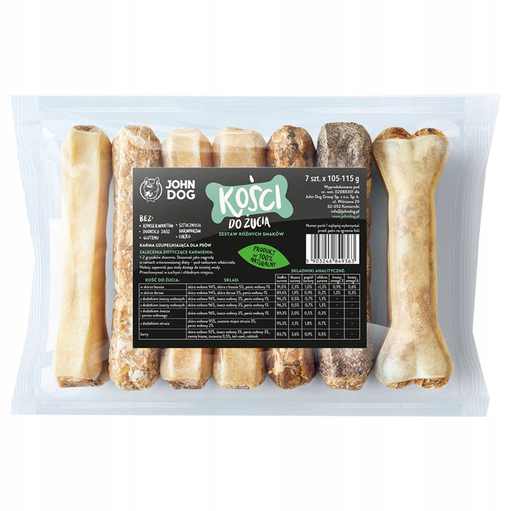 John Dog Žvýkací Kosti Sada Různých Příchutí 17 cm Velké Přes 100 G Každá