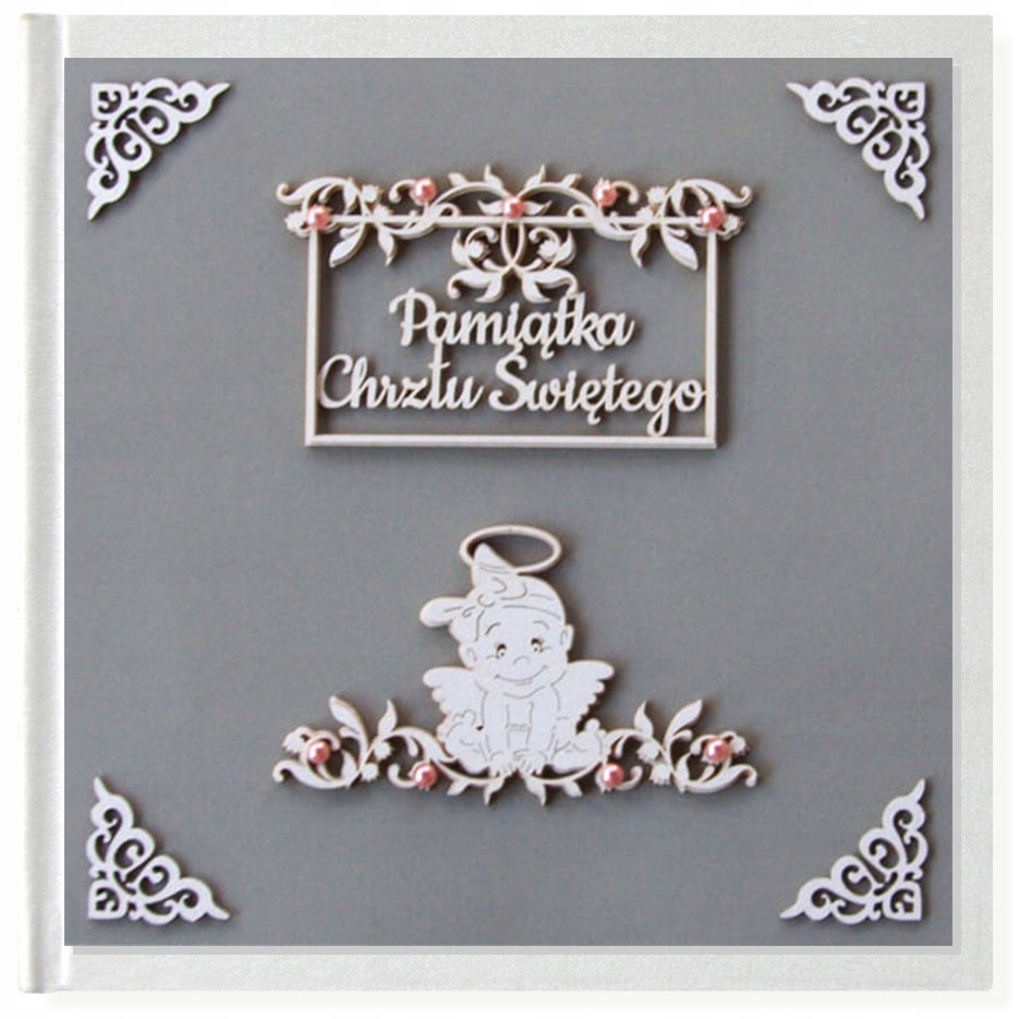 Księga gości na CHRZEST z tekturką Aniołek GIRL