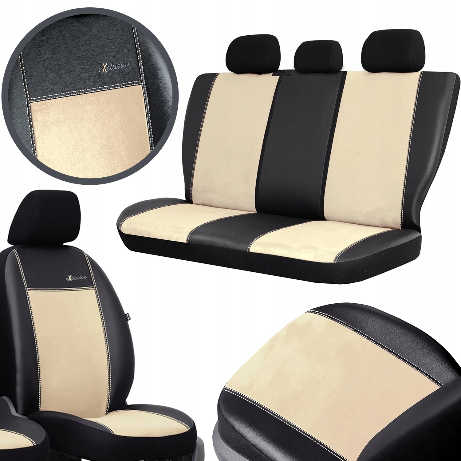 Poťahy z ekokože Alkantara na autosedačky Pok-Ter Exclusive Béžové