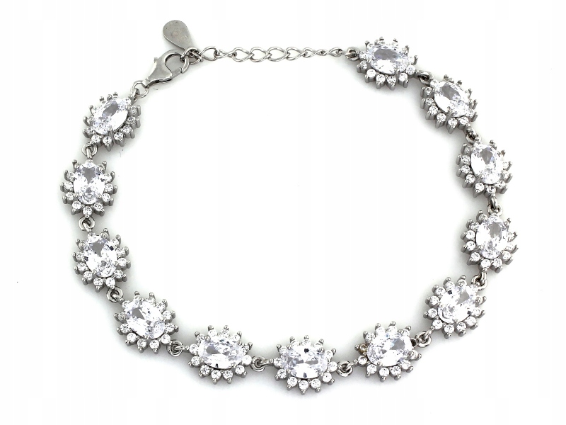 Stříbrný náramek 925 Květiny s zirkony, elegantní design pro maminku r20