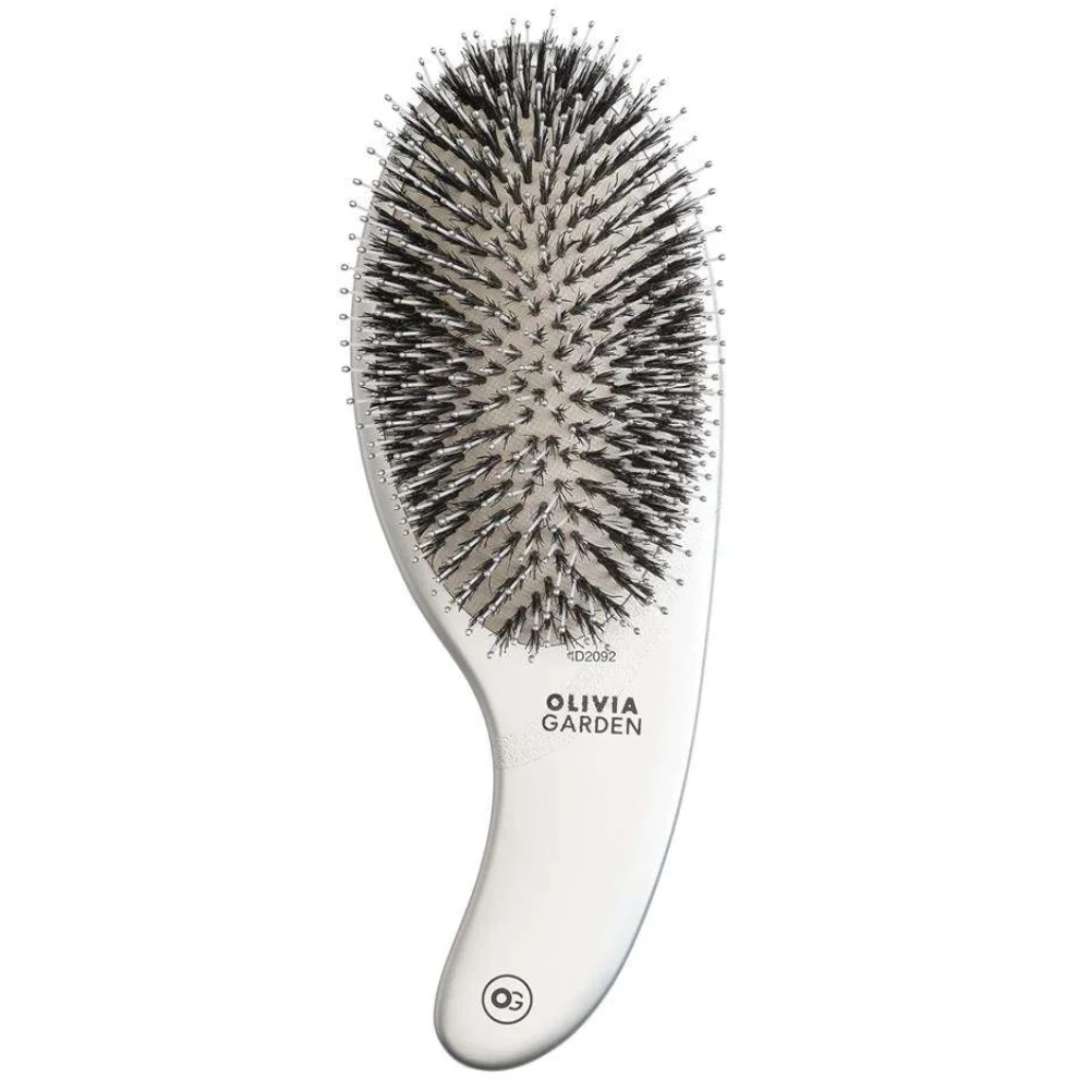 Olivia Garden Expert Kartáč na vlasy Care Curve Silver Boar&Nylon