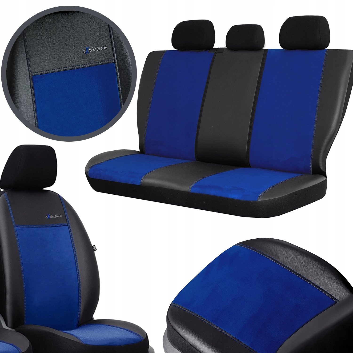 Poťahy z ekokože Alkantara, autosedačky Pok-Ter Exclusive Modré