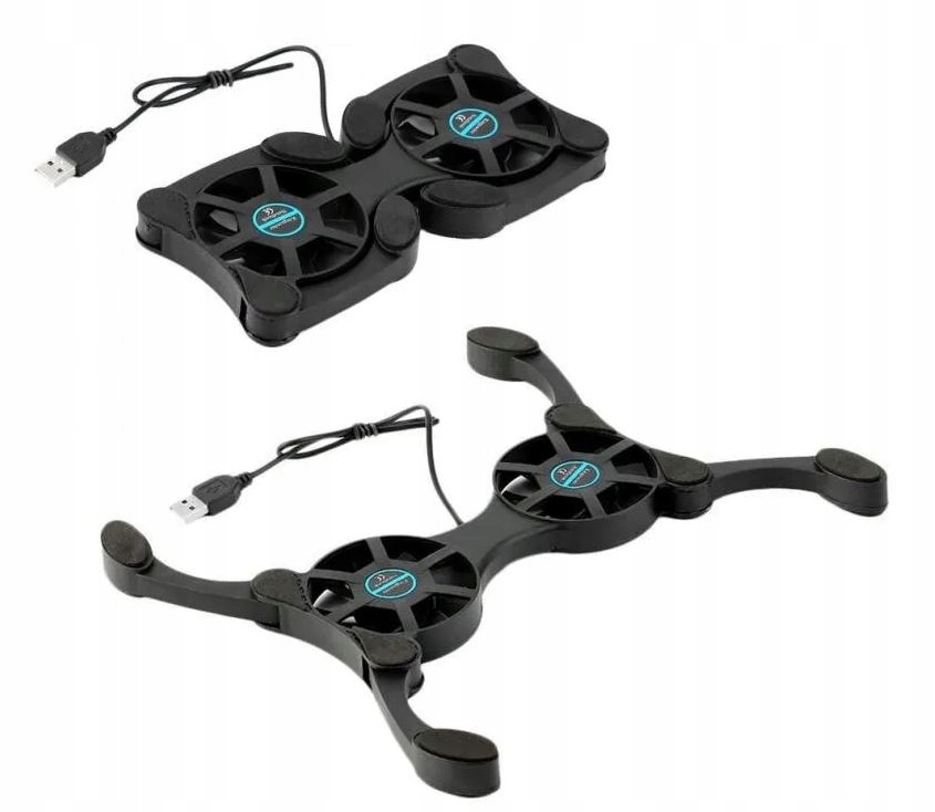 PODKŁADKA CHŁODZĄCA DO LAPTOPA NOTEBOOKA - USB SKŁADANA 2 WIATRAKI Z OSŁONĄ