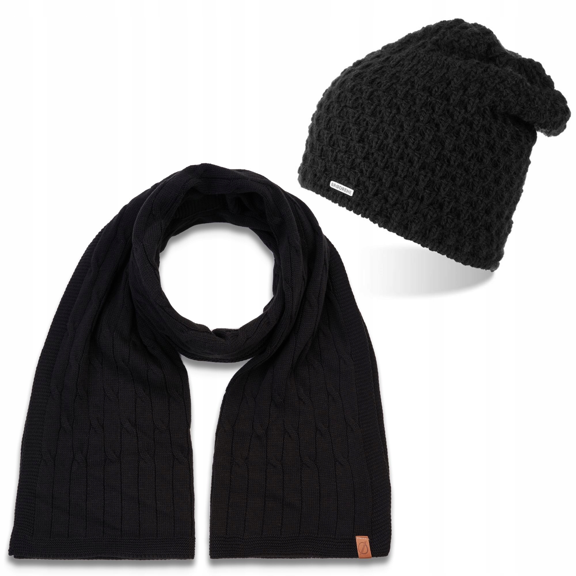 Černý zimní komplet Čepice Dámský šátek Set