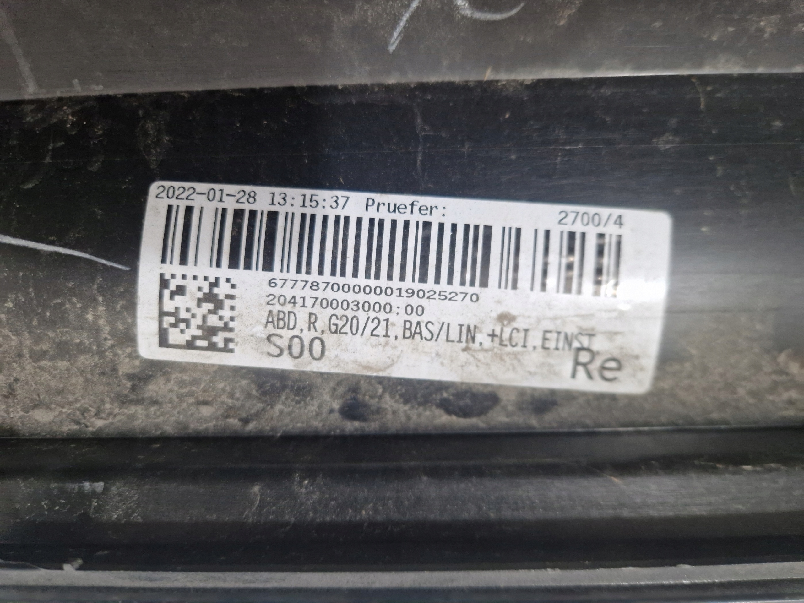 BMW 3 G20 G21 moulding cap threshold right 51127428032