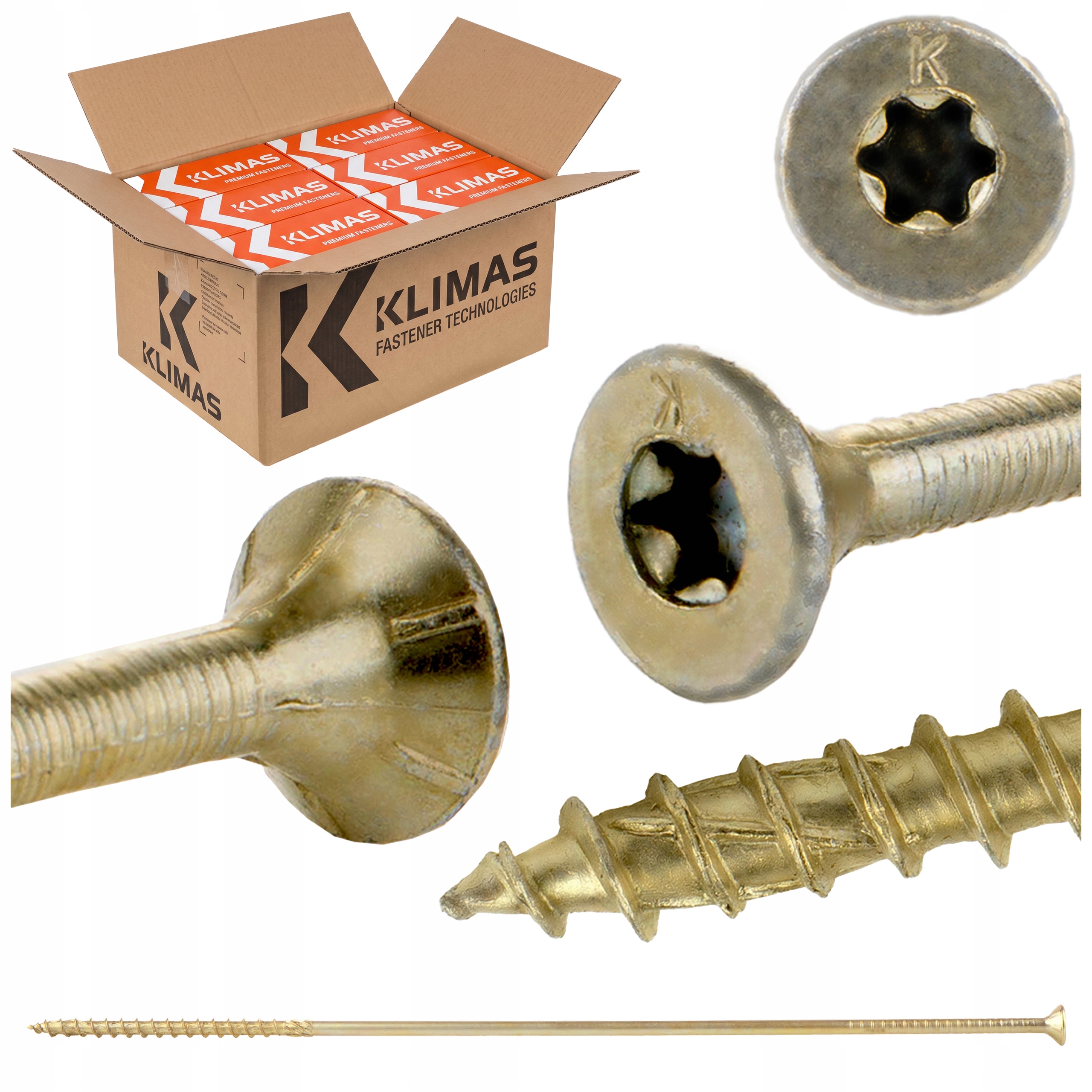 Skrutky do dreva Torx 6x300 mm 800 ks kužeľové tesárske Klimas Wkcs