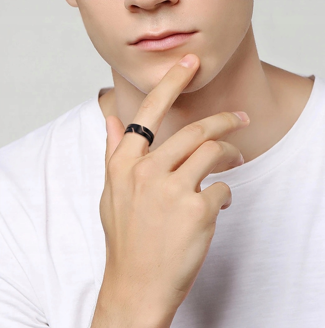 Czarny Pierścień Sygnet Prosty Punk Gothic STAL Kod producenta PD