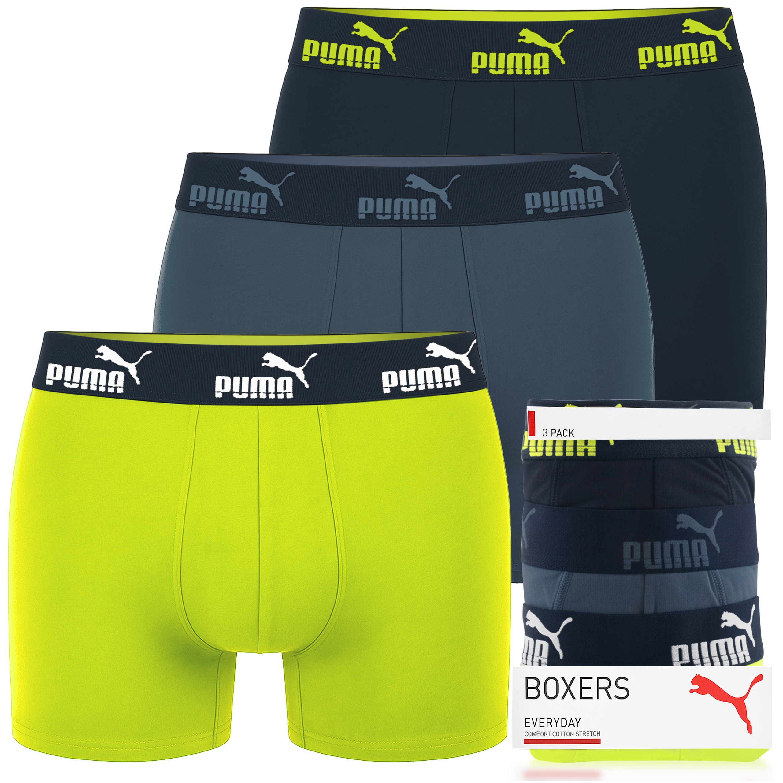 Puma Pánské boxerky Lime Blue Bavlna 3 Pak Velikost M