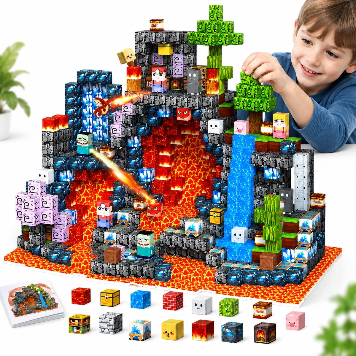 Klocki Magnetyczne 3D 200 Sztuk Zestaw Klocków
