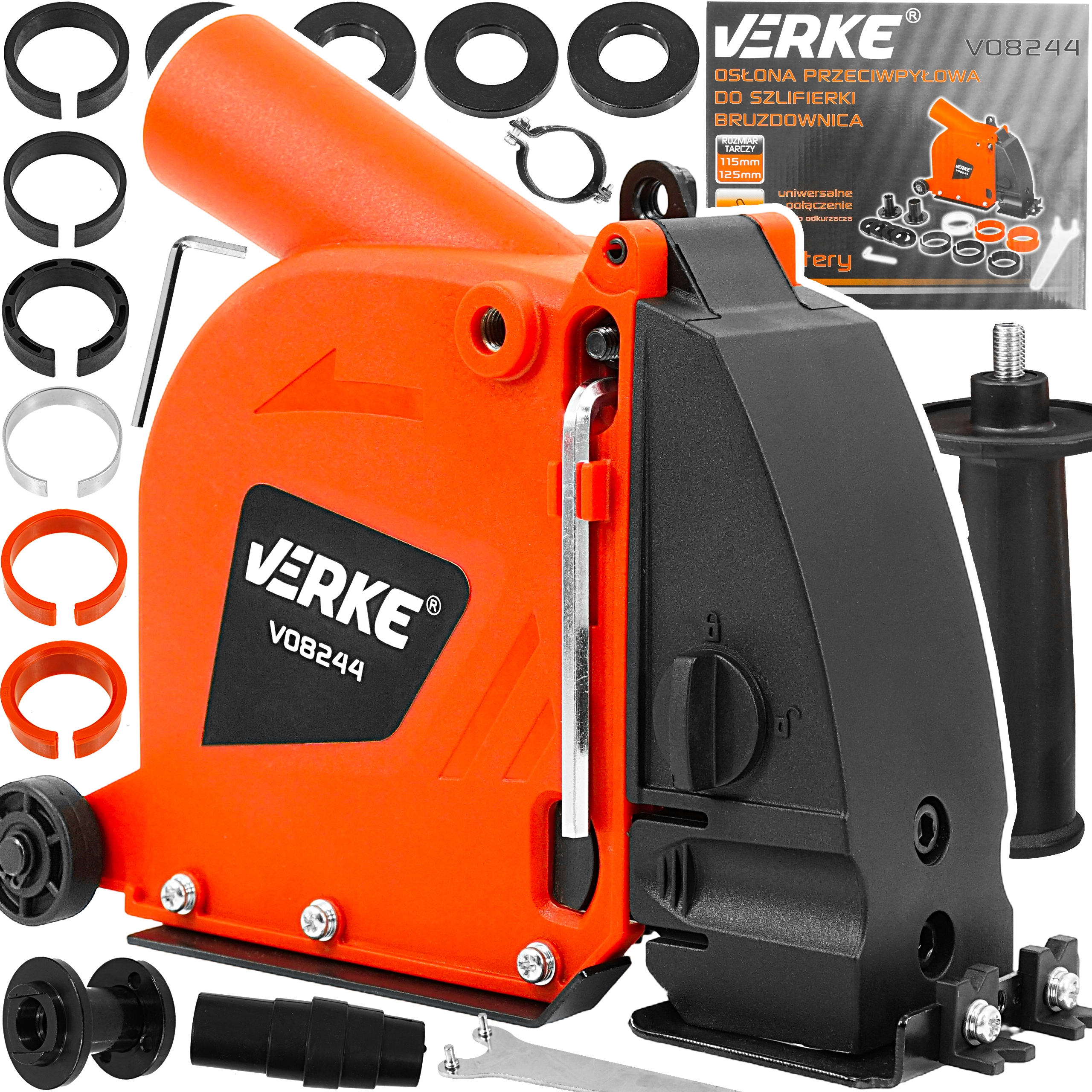 Osłona Przeciwpyłowa Odsysająca Szlifierki Bruzdownica 125MM Adaptery Klucz