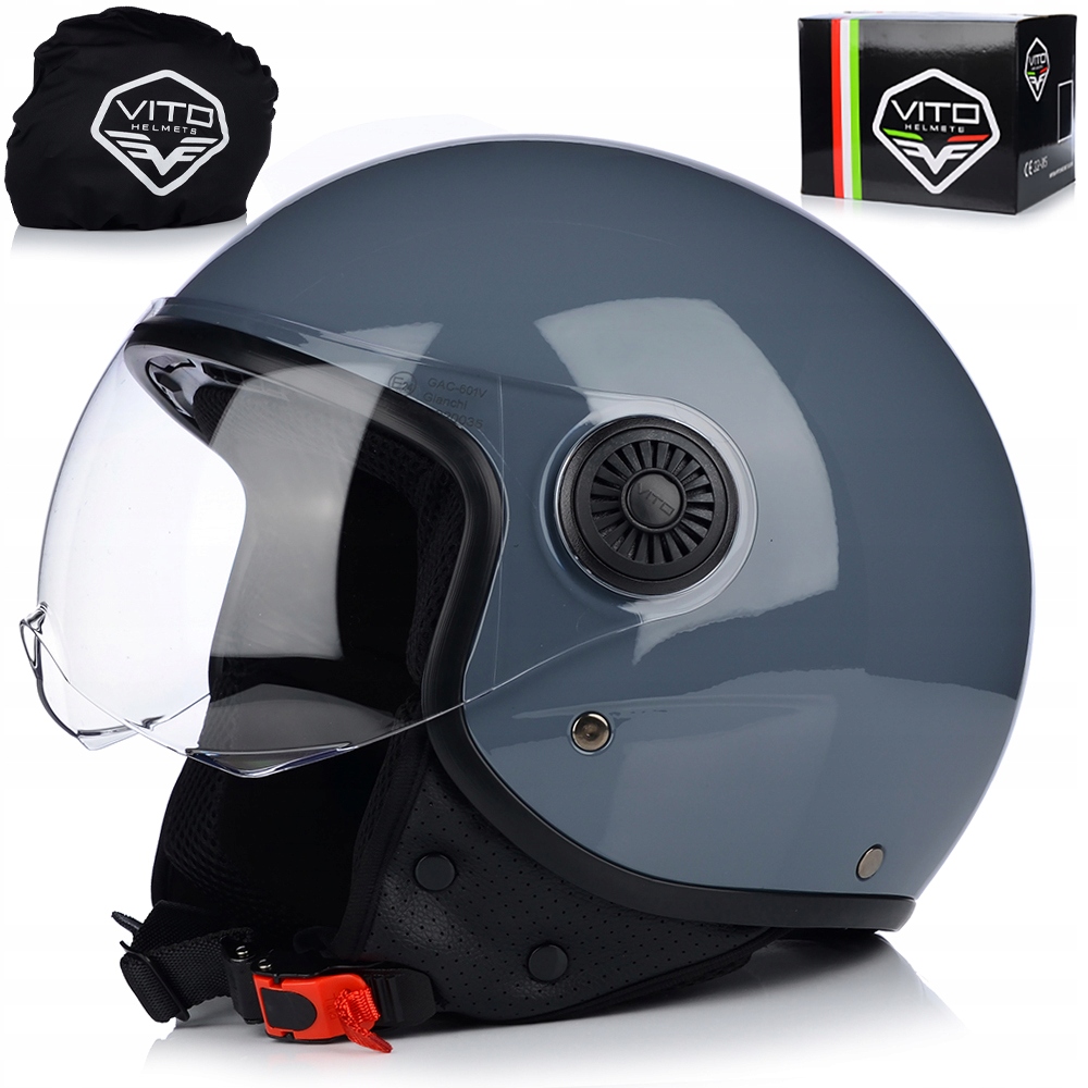 Otvorená Motocyklová Prilba Vito Loreto Nardo Grey Skúter Chopper Ece 22.0