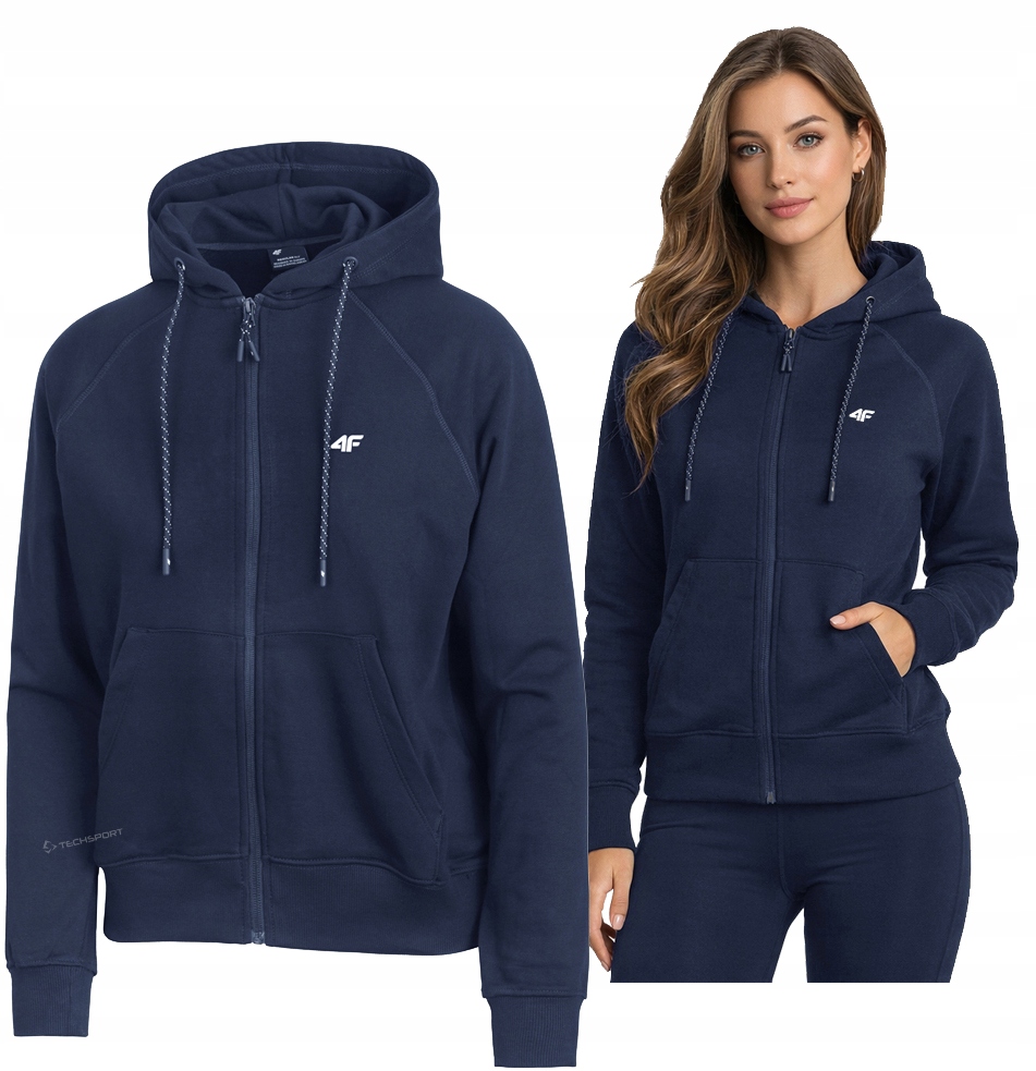 4F Damska Bluza Bawełniana Rozpinana Z Kapturem rozm L